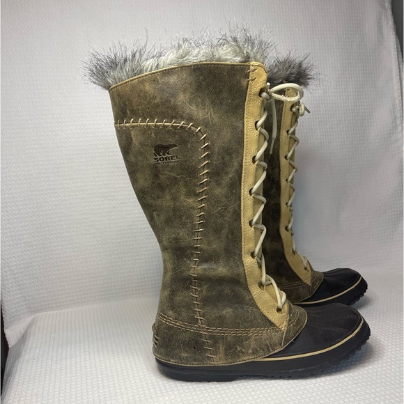 Sorel Leather Waterproof Winter Faux Fur Lining Cate the Great Tall Boots Size 9 - Picture 12 of 15